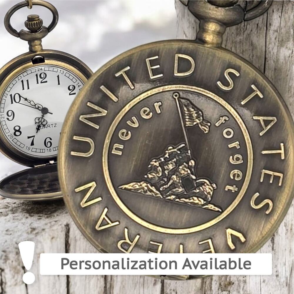 Veteran's Pocket Watch - Military Personalized Gift Army Navy Marines Veteran